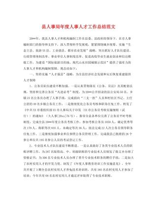 县人事局年度人事人才工作总结范文 