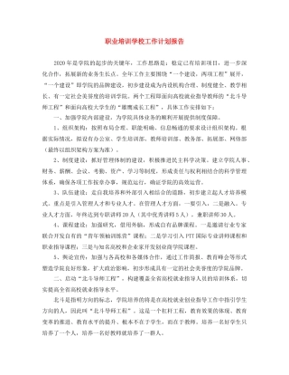 职业培训学校工作计划报告 