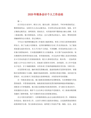 2020年税务会计个人工作总结 