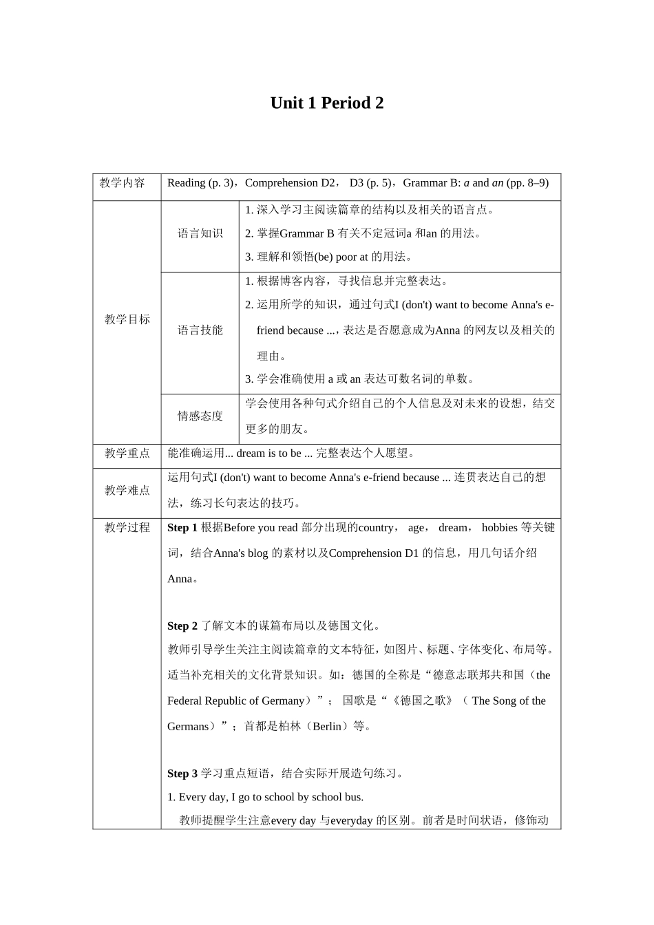 七年级上Unit1Grammar教学设计_第1页
