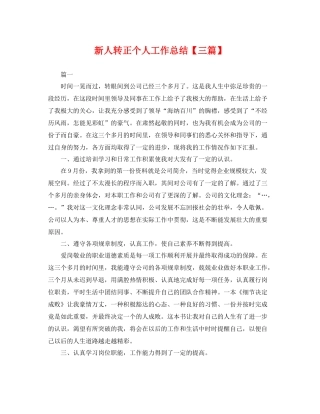 新人转正个人工作总结【三篇】 