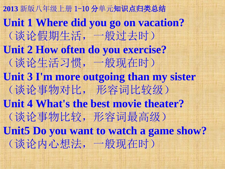 新目标英语2013新版八年级上期末总复习课件_第1页