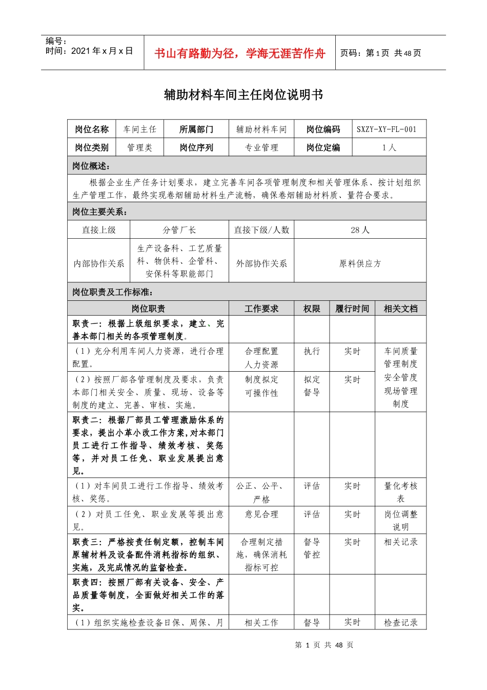 辅助材料车间岗位说明书最终送审稿_第2页