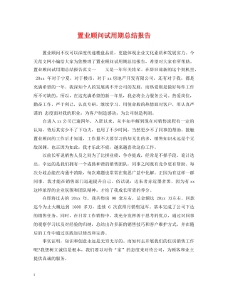 置业顾问试用期总结报告 