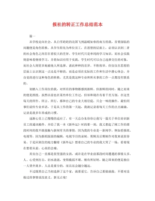 报社的转正工作总结范本 