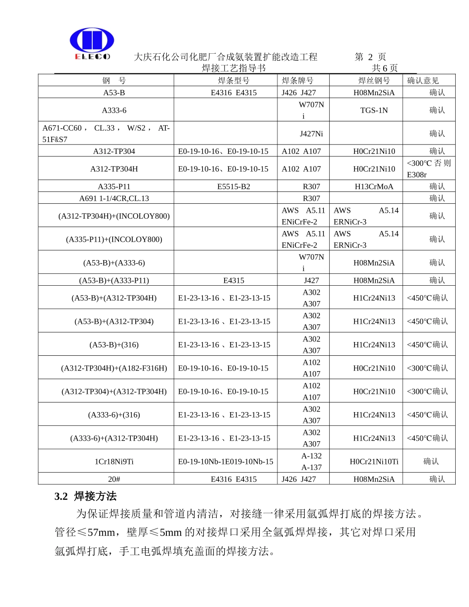 焊接工艺指导书合成氨_第2页