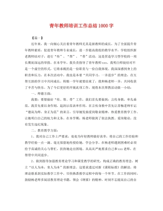 青年教师培训工作总结1000字 