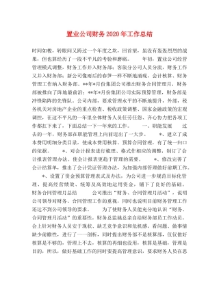 置业公司财务2020年工作总结 