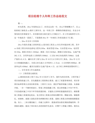项目经理个人年终工作总结范文 