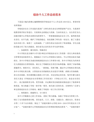 综治个人工作总结范本 