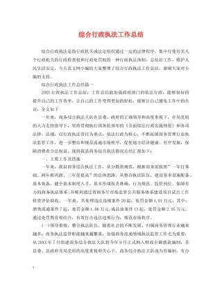 综合行政执法工作总结 