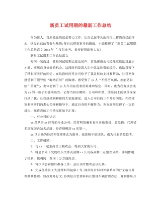 新员工试用期的最新工作总结 