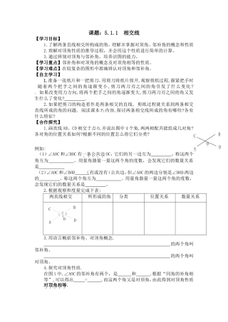 课题：511相交线