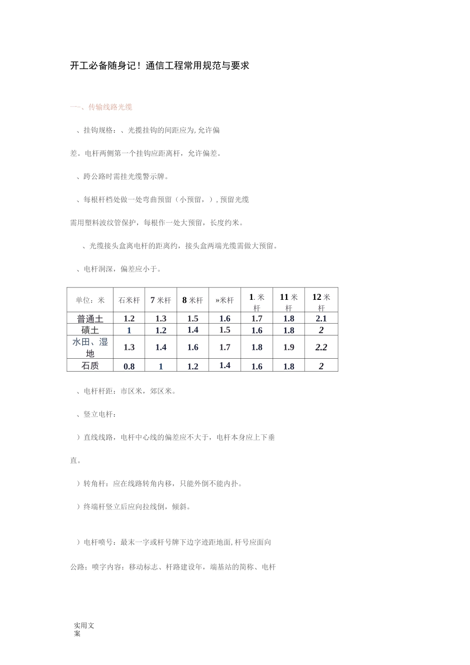 通信工程常用要求规范与要求_第1页
