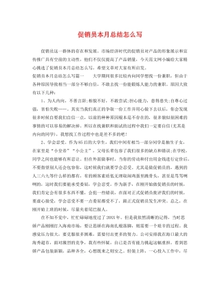 促销员本月总结怎么写 
