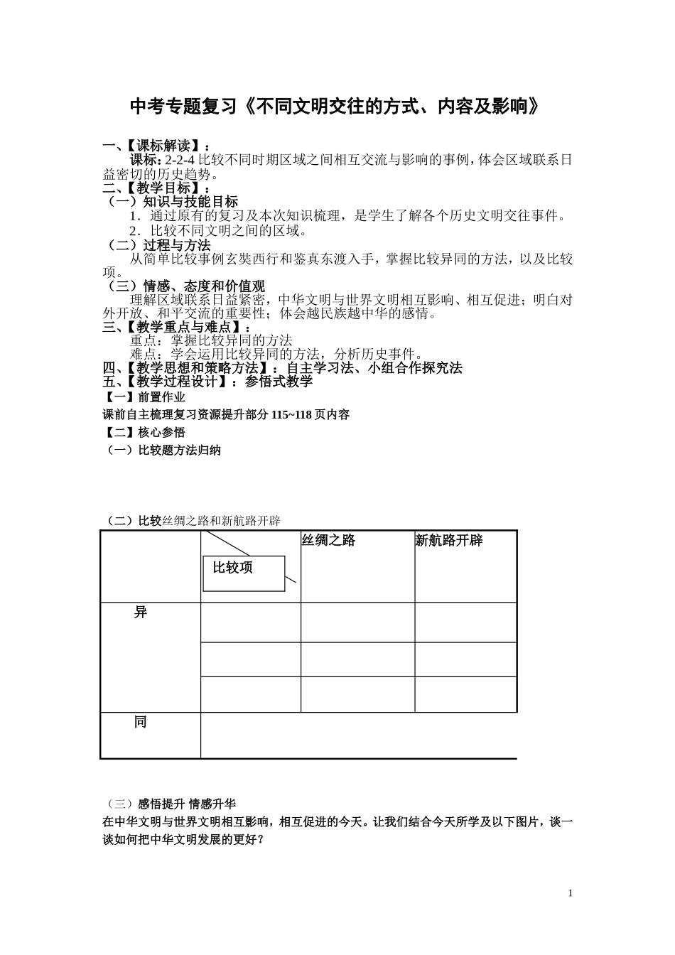 主题十四《不同文明交往的方式、内容及影响》_第1页