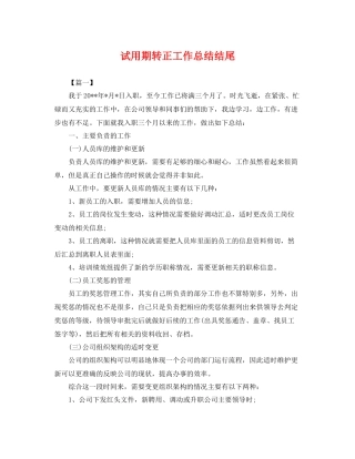 试用期转正工作总结结尾 