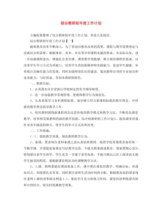 综合教研组年度工作计划 