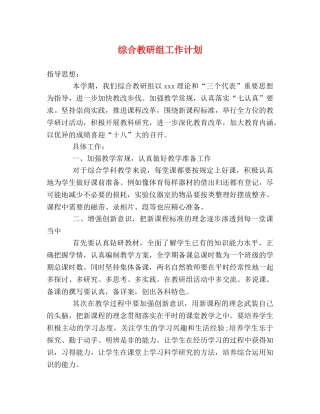 综合教研组工作计划 (2) 