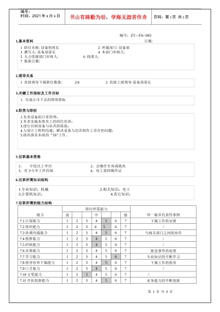 设备组组长职位说明书