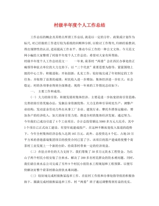 村级半年度个人工作总结 