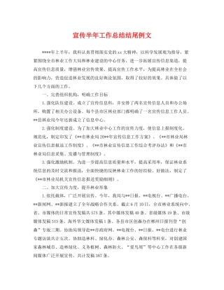 宣传半年工作总结结尾例文 