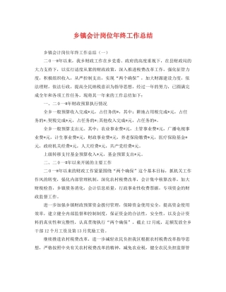 乡镇会计岗位年终工作总结 