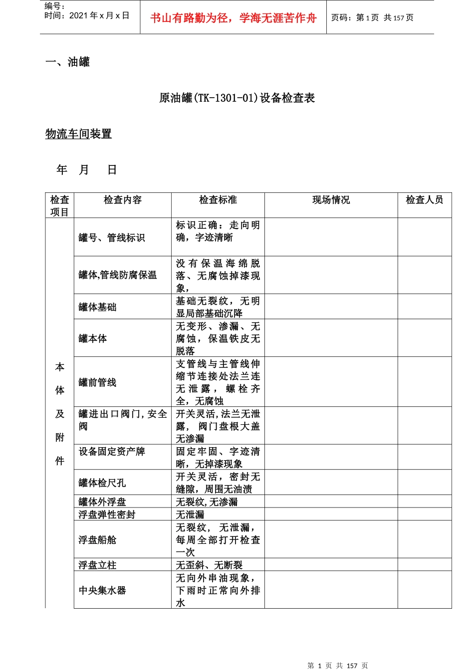 罐设备检查表_第1页