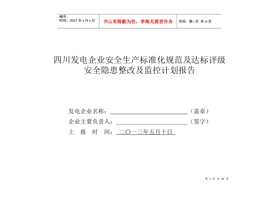 评级安全隐患整改及监控计划报告_第1页