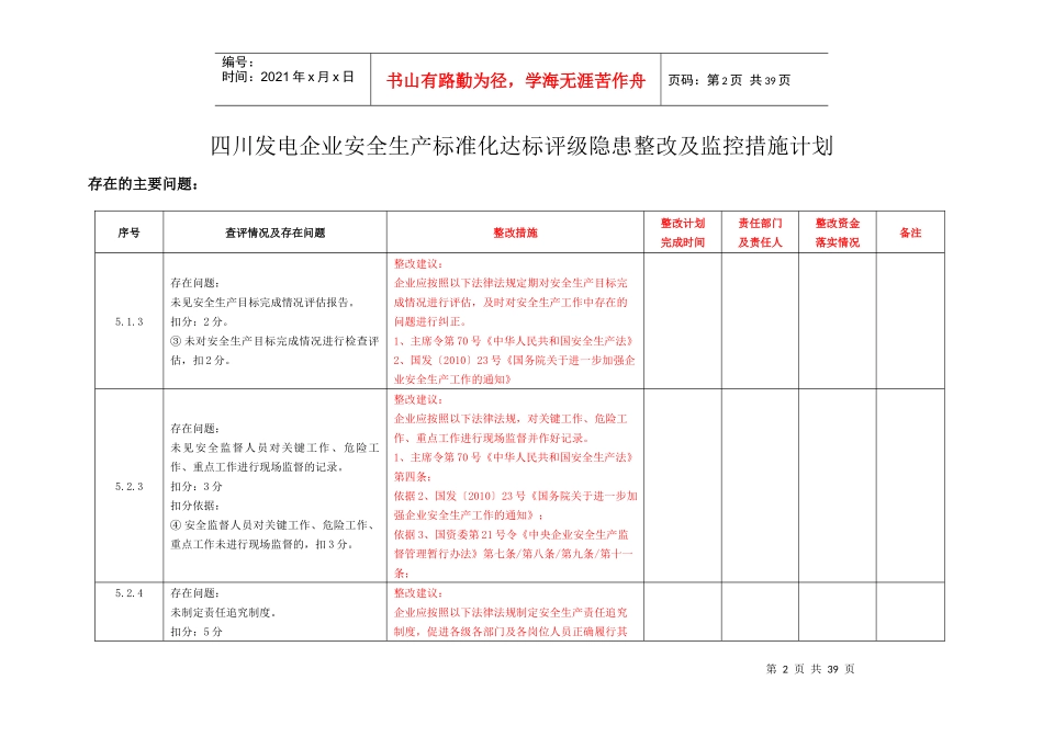 评级安全隐患整改及监控计划报告_第2页