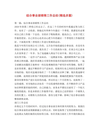 综合事业部销售工作总结(精选多篇) 