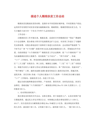 描述个人精准扶贫工作总结 