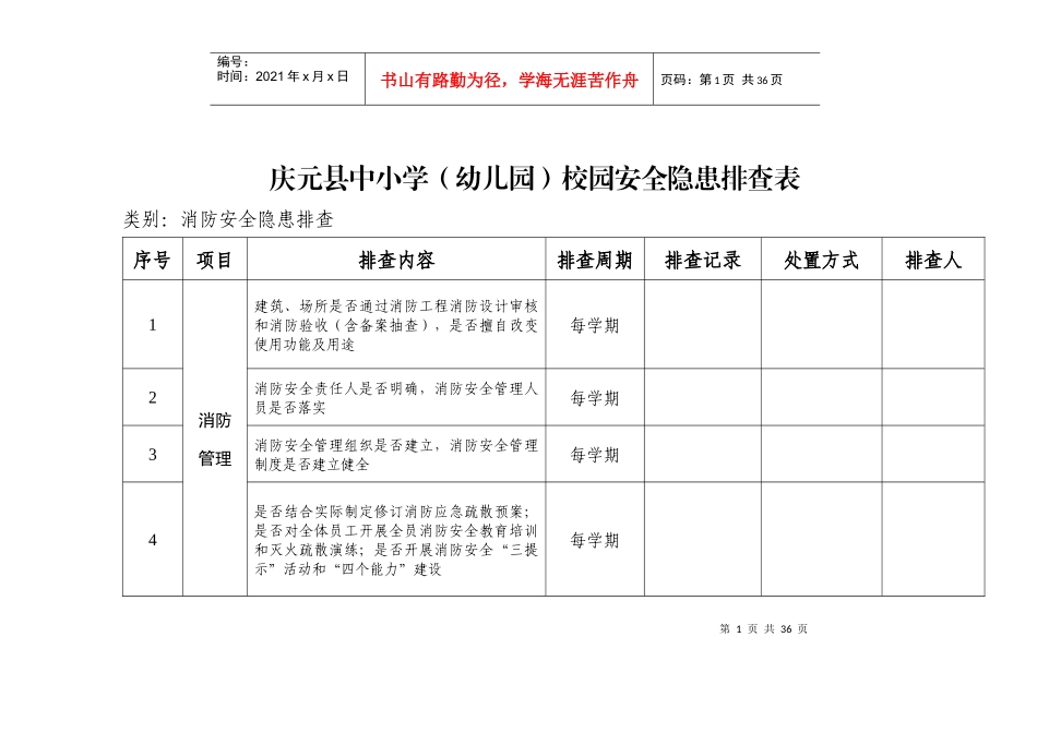 淤上乡中心小学校园安全隐患排查手册_第1页
