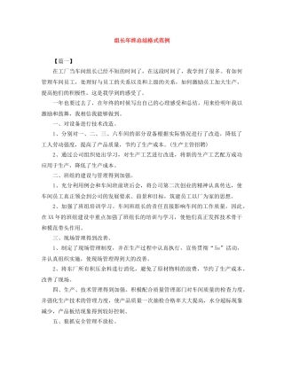 组长年终总结格式范例 