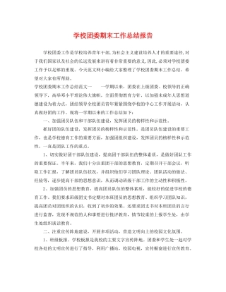 学校团委期末工作总结报告 