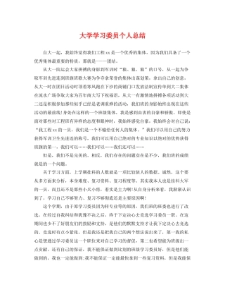 大学学习委员个人总结 