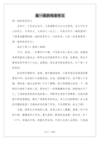 高一我的母亲作文