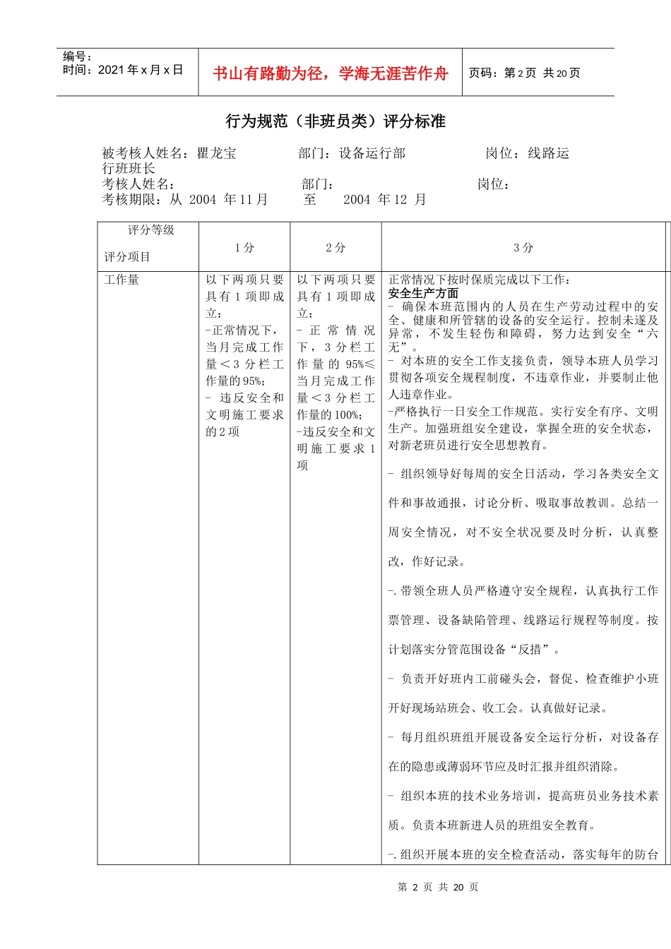 某电力公司班长行为规范考评表_第2页