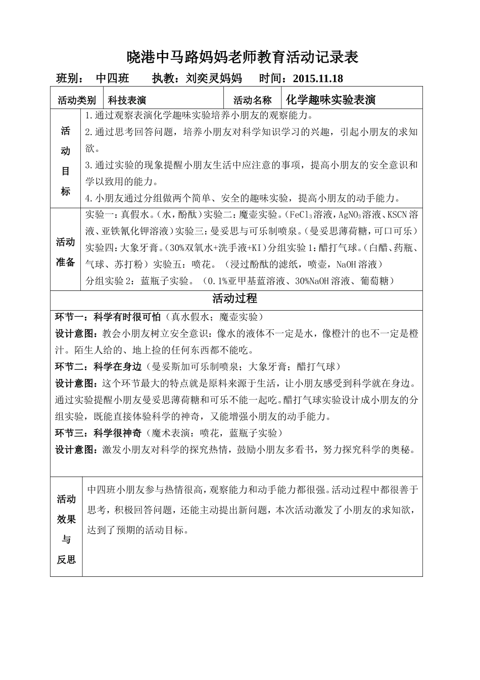 家长老师表格(刘奕灵妈妈20151118)_第1页