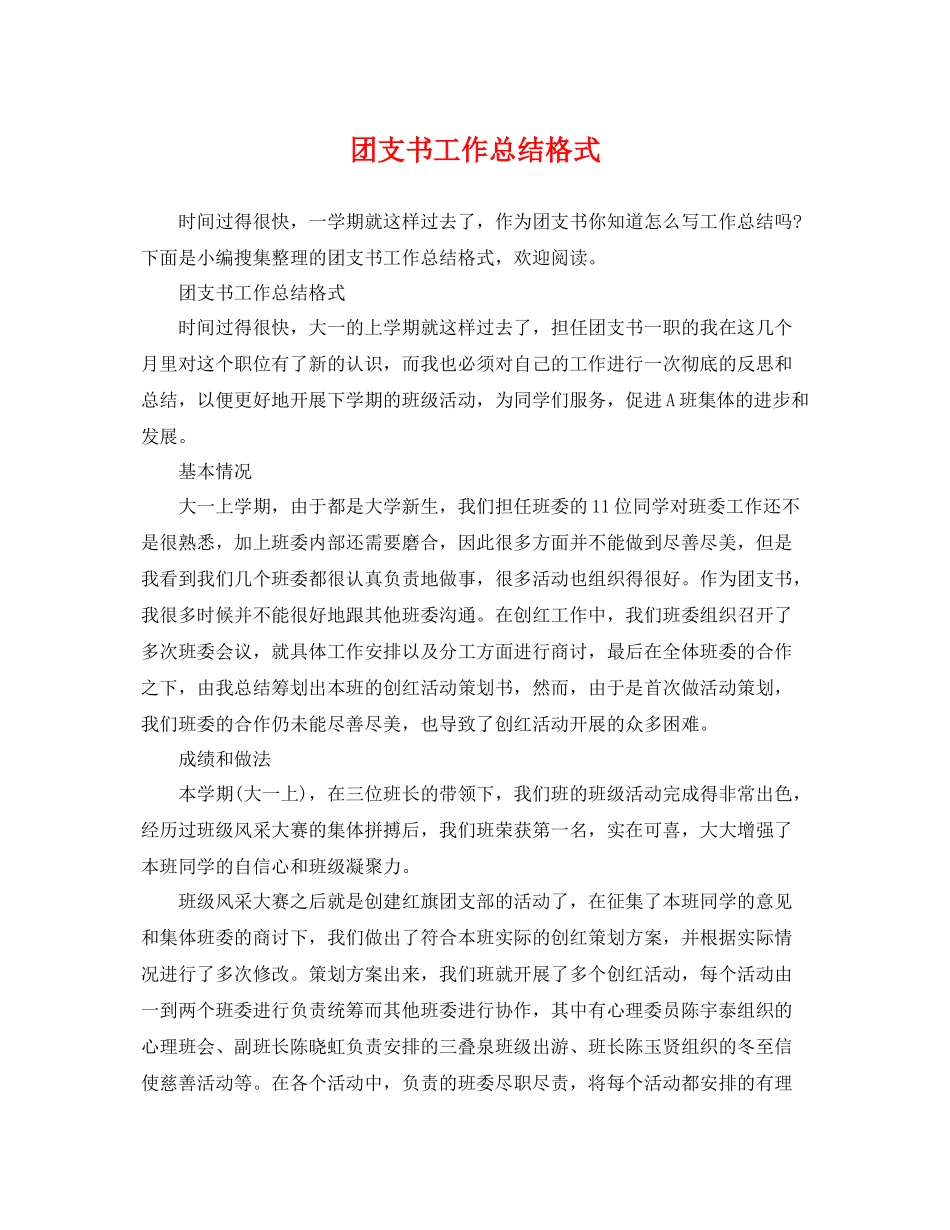 团支书工作总结格式 _第1页