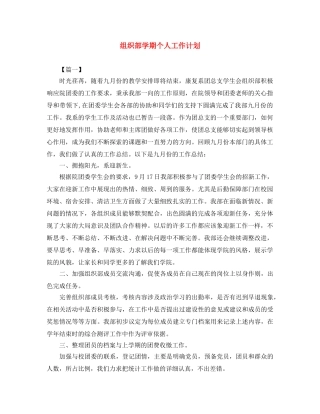 组织部学期个人工作计划 