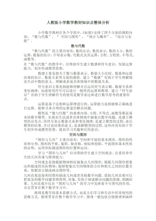 人教版小学数学教材知识点整体分析