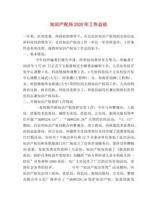 知识产权局2020年工作总结 