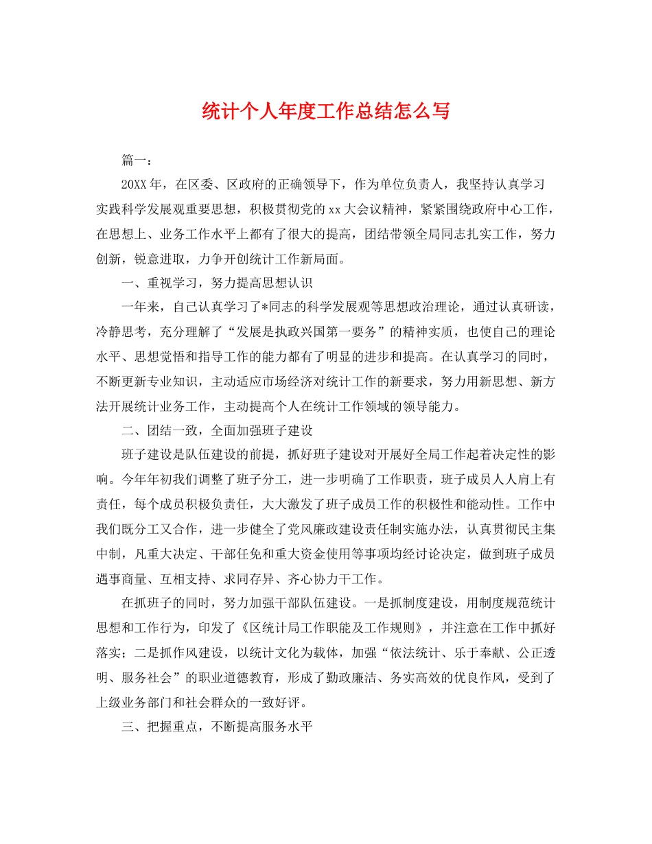 统计个人年度工作总结怎么写 _第1页