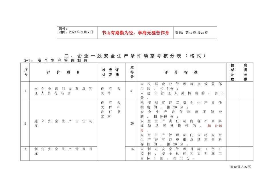 安全生产动态考核标准及评分表(DOC15页)_第3页