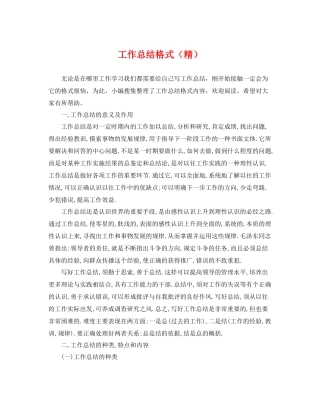 工作总结格式（精） 