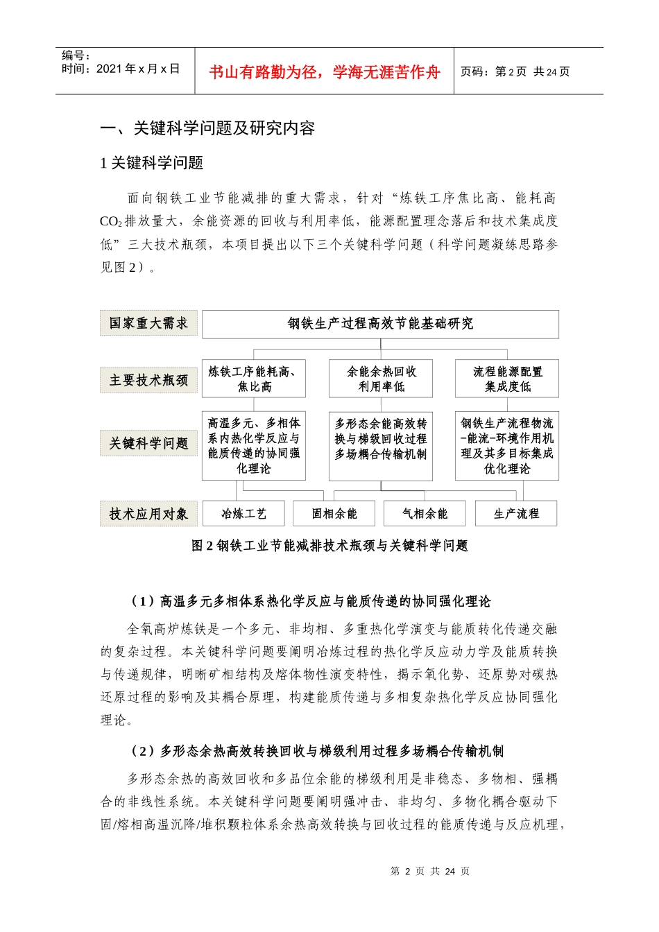 XXXXCB720400 钢铁生产过程高效节能基础研究_第2页