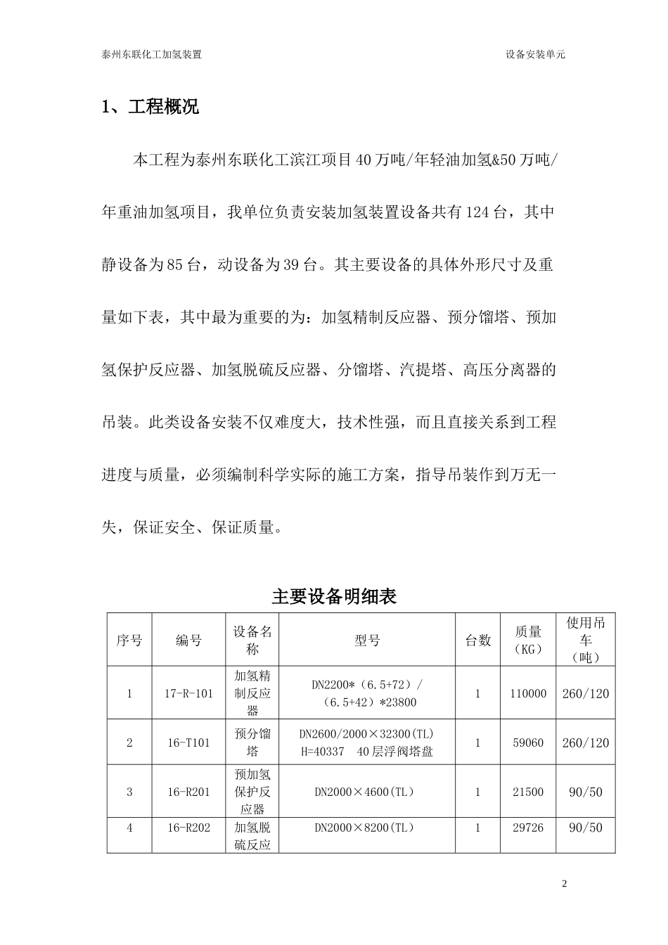 101加氢精制反应器专项方案及大型设备吊装施工方案_第3页