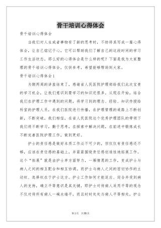 骨干培训体会心得