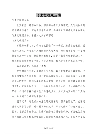 飞鹰艾迪观后感